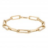 14K YELLOW GOLD DIAMOND PAPERCLIP LINK BRACELET