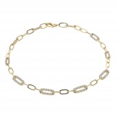 14K YELLOW GOLD DIAMOND ELONGATED LINK  BRACELET