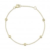 14K YELLOW GOLD FIVE DIAMOND STATION BRACELET