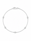 14K WHITE GOLD DIAMOND STATION BRACELET .10ctw