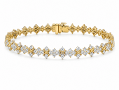 14K YELLOW GOLD DIAMOND CLOVER TENNIS BRACELET