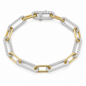 14K TWO TONE DIAMOND PAPERCLIP BRACELET