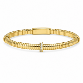 14K YELLOW GOLD DIAMOND 5MM HOLLOW TUBOGAS STATION BRACELET