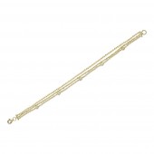 14K YELLOW GOLD DIAMOND STATION FACETED BEAD CHAIN BRACELET