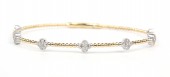 14K TWO TONED DIAMOND STATION FLEXIBLE BANGLE