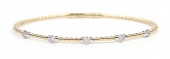 14K TWO TONE DIAMOND STATION FLEXIBLE BANGLE
