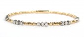 14K TWO TONE DIAMOND STATION FLEXIBLE BANGLE BRACELET