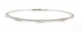 14K WHITE GOLD DIAMOND STATION FLEXIBLE BANGLE