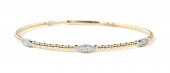 14K YELLOW GOLD DIAMOND STATION FLEXIBLE BANGLE BRACELET