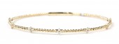 14K YELLOW GOLD DIAMOND STATION FLEXIBLE BANGLE BRACELET