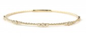 14K YELLOW GOLD DIAMOND FLEXIBLE BANGLE BRACELET