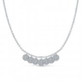 14K White Gold 0.62Ctw Diamond Disc Drop Necklace