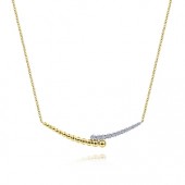 14K YELLOW GOLD .18CTW DIAMOND BYPASS BAR NECKLACE