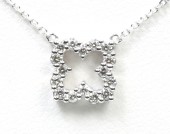 14K White Gold Quatrefoil Diamond Pendant
