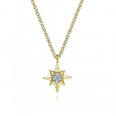 14K  YELLOW GOLD DIAMOND STAR PENDANT