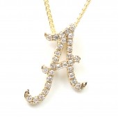 14K YELLOW GOLD .12CTW DIAMOND A PENDANT WITH CHAIN