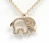 14K YELLOW GOLD DIAMOND ELEPHANT NECKLACE .09ctw