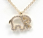 14K YELLOW GOLD DIAMOND ELEPHANT NECKLACE