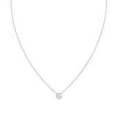 18K WHITE GOLD BEZEL SET DIAMOND SOLITAIRE PENDANT .22CT