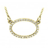 18K Yellow Gold .18Ctw Oval Pendant On Adjustable Chain