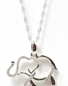 14K White Gold .08Ctw Diamond Elephant Pendant