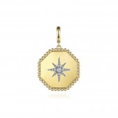 14K YELLOW GOLD DIAMOND STARBURST MEDALLION
