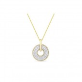 14K Yellow Gold Pave Diamond Circle Pendant .80Ctw
