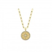 14K YELLOW GOLD DIAMOND STAR PAPERCLIP LINK NECKLACE