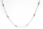 14K WHITE GOLD DIAMOND STATION NECKLACE