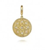 14K YELLOW GOLD DIAMOND BEADED MEDALLION