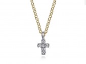 14K TWO TONE DIAMOND CROSS PENDANT