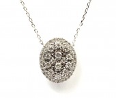 14K WHITE GOLD DIAMOND CLUSTER PENDANT
