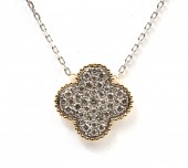 14K TWO TONE DIAMOND CLOVER PENDANT