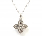 14K WHITE GOLD DIAMOND FLORAL NECKLACE