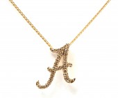 14K YELLOW GOLD DIAMOND A ALABAMA PENDANT