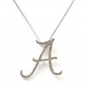 14K WHITE GOLD DIAMOND A ALABAMA PENDANT