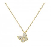 18K YELLOW GOLD DIAMOND BUTTERFLY PENDANT .07CTW
