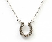 18K WHITE GOLD DIAMOND HORSESHOE PENDANT .10CTW
