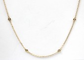 18K YELLOW GOLD DIAMOND STATION NECKLACE .30CTW