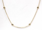 18K YELLOW GOLD DIAMOND STATION NECKLACE .50CTW