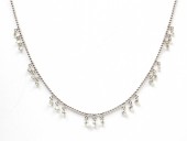 14K WHITE GOLD DIAMOND DANGLE NECKLACE 1.10CTW