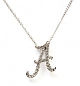 14K WHITE GOLD DIAMOND A ALABAMA PENDANT .12CTW