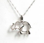 14K WHITE GOLD DIAMOND ELEPHANT PENDANT