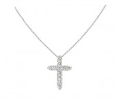 18K WHITE GOLD DIAMOND CROSS PENDANT