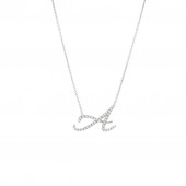 14K WHITE GOLD DIAMOND INITIAL A PENDANT