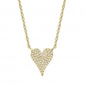 14K YELLOW GOLD DIAMOND PAVE HEART PENDANT .11CTW