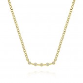 14K YELLOW GOLD DIAMOND CURVED BAR NECKLACE