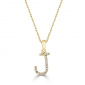 14K YELLOW GOLD DIAMOND J INITIAL PENDANT