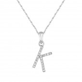 14K WHITE GOLD DIAMOND K INITIAL PENDANT