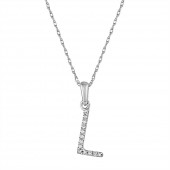 14K WHITE GOLD DIAMOND L INITIAL PENDANT